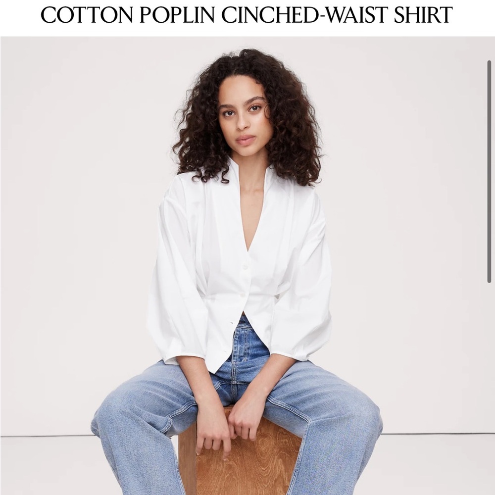 Banana Republic Cotton Poplin Cinched-Waist Shirt